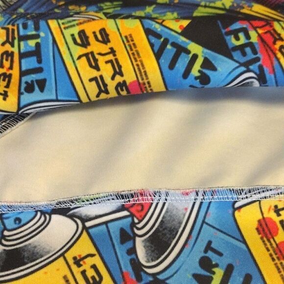 Black Colorful Panda Graffiti Double Print Unisex Hoodie Sweatshirt Mens Med - Picture 8 of 12